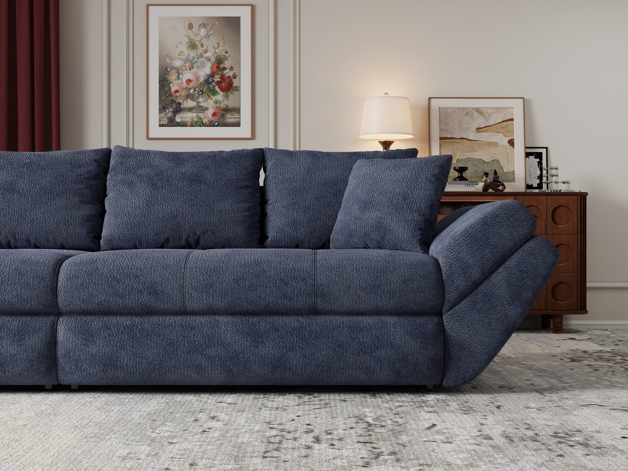 Canapea extensibilă dumonde cu ladă de depozitare Loana Vibe Albastru 300x100 cm