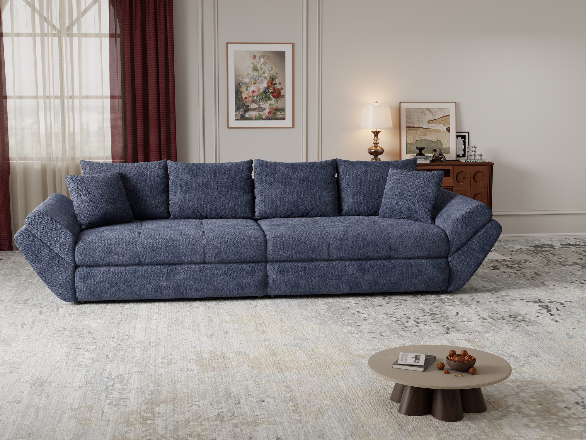 Canapea extensibilă dumonde cu ladă de depozitare Loana Vibe Albastru 300x100 cm