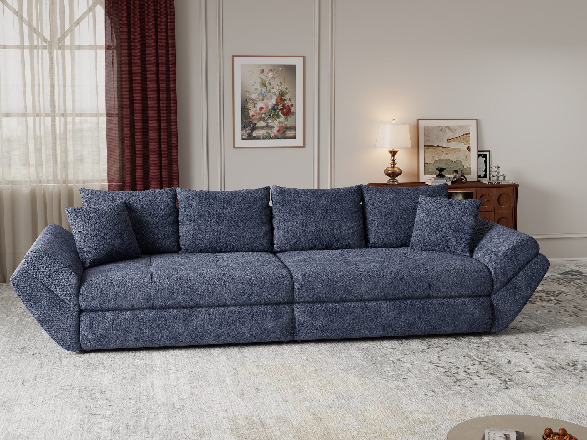 Canapea extensibilă dumonde cu ladă de depozitare Loana Vibe Albastru 300x100 cm