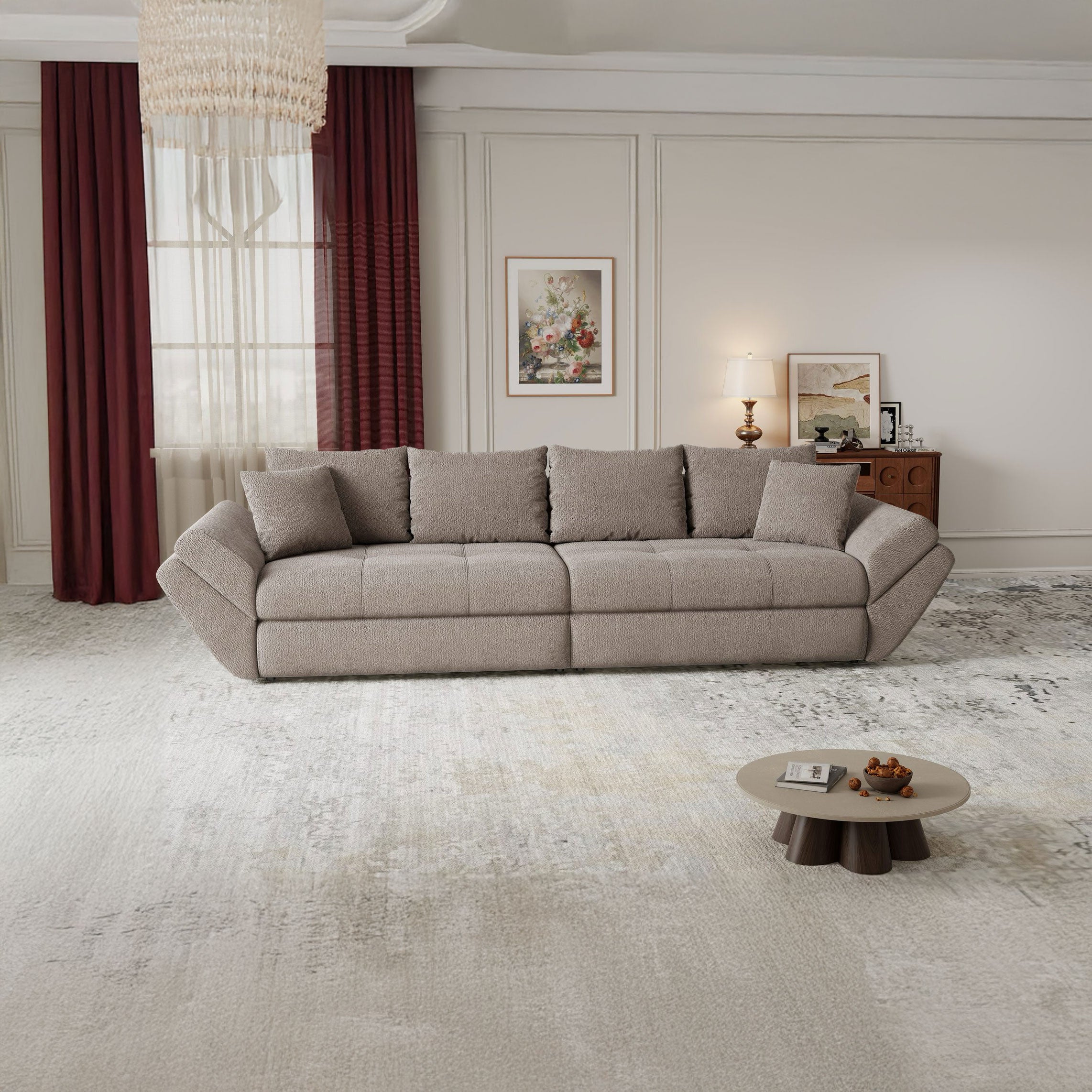 Canapea extensibilă dumonde cu ladă de depozitare si sezut confortabil din spuma high-density, Loana Vibe Maro 300x100 cm