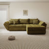 Colțar extensibil dumonde cu ladă de depozitare si sezut confortabil din spuma high-density, Loana Cremona Olive II 270x185 cm