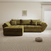 Colțar extensibil dumonde cu ladă de depozitare si sezut confortabil din spuma high-density, Loana Cremona Olive 270x185 cm