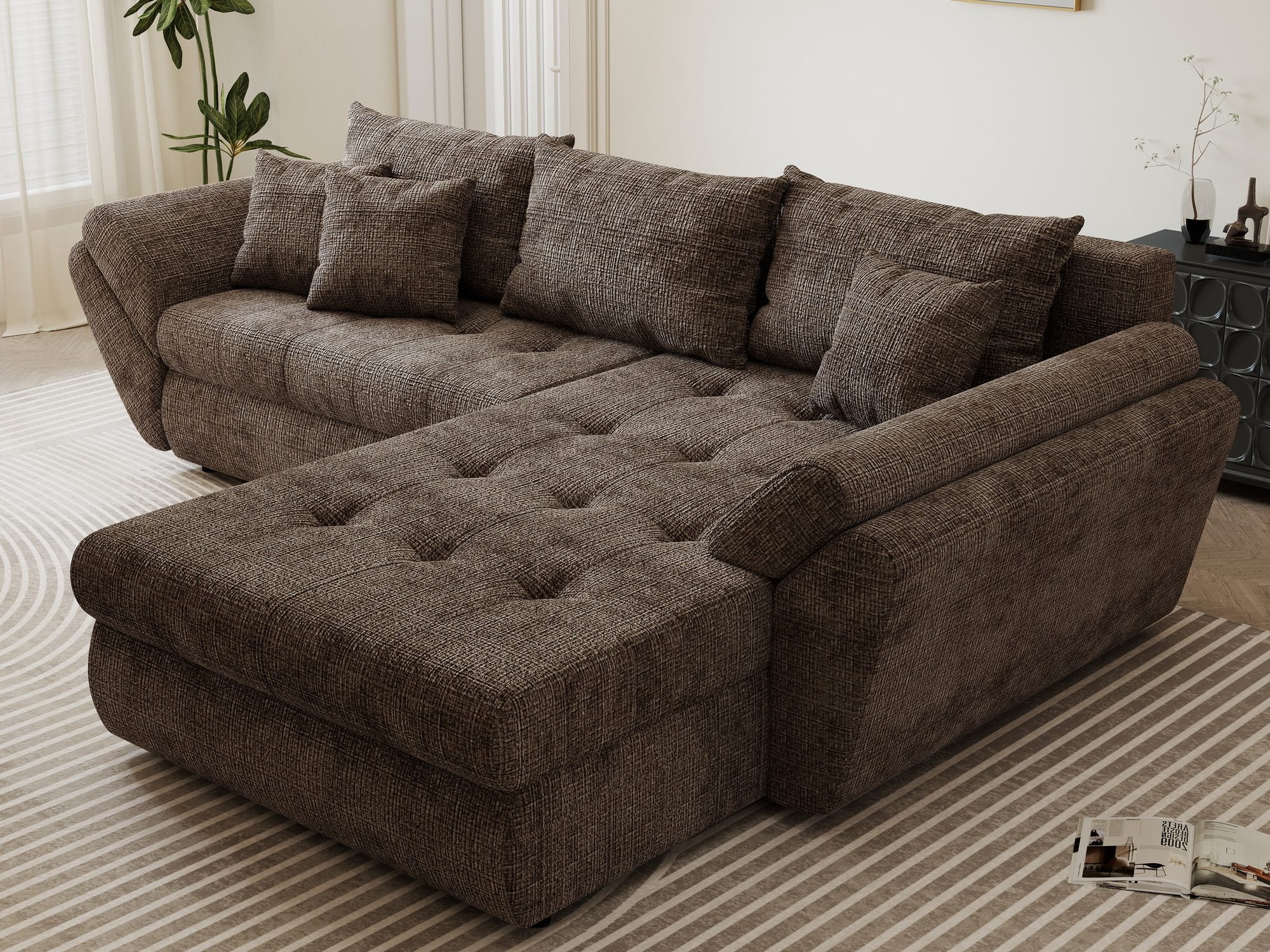 Colțar extensibil dumonde cu ladă de depozitare Loana Cremona Maro-bej II 270x185 cm