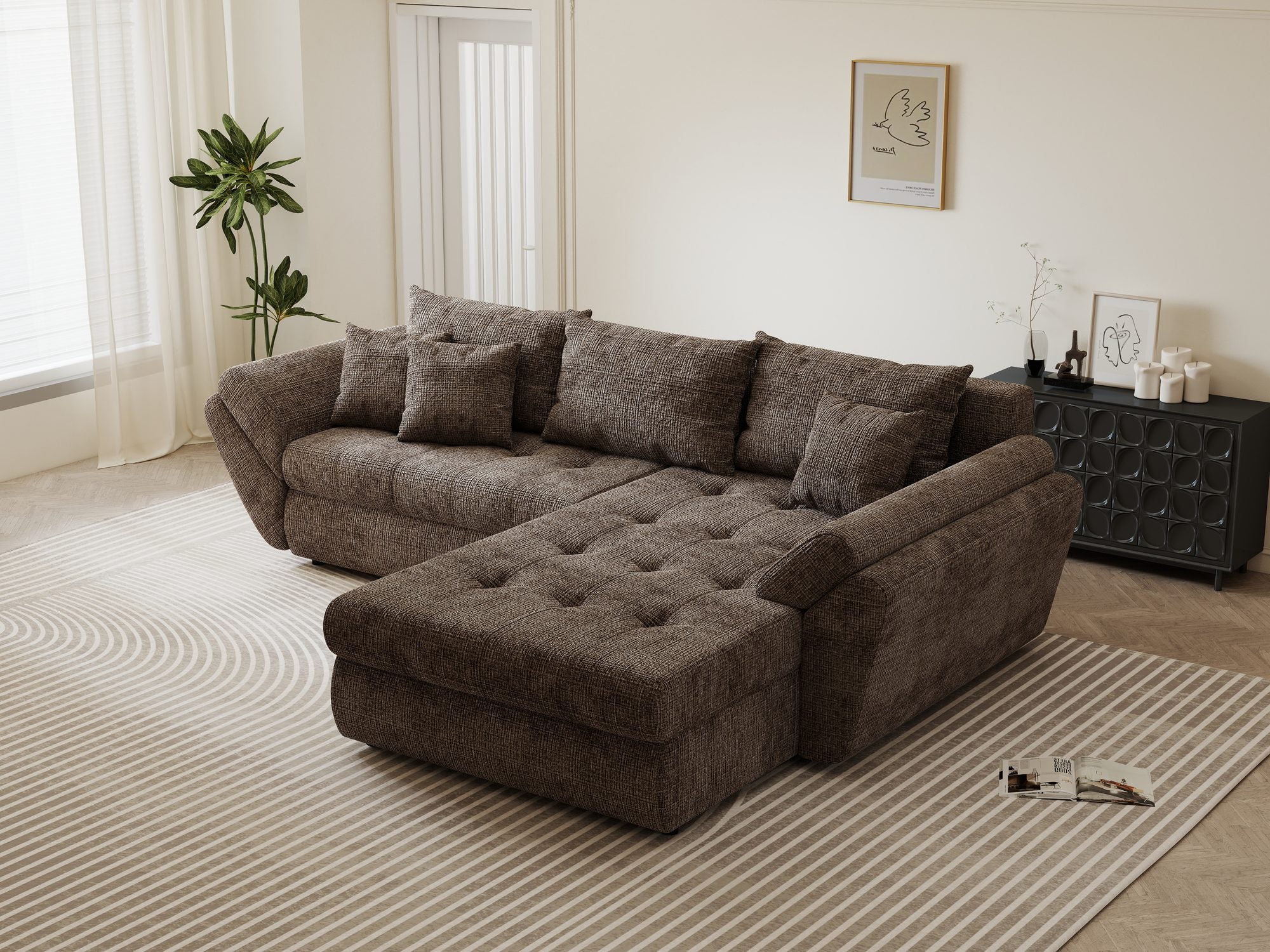 Colțar extensibil dumonde cu ladă de depozitare Loana Cremona Maro-bej II 270x185 cm