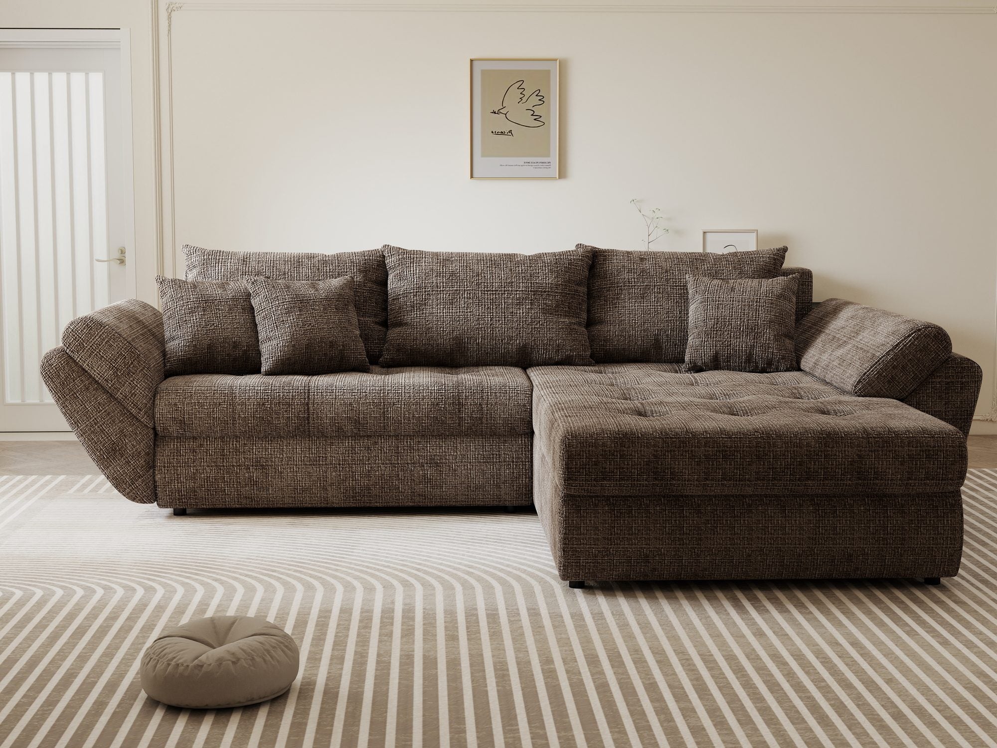 Colțar extensibil dumonde cu ladă de depozitare Loana Cremona Maro-bej II 270x185 cm