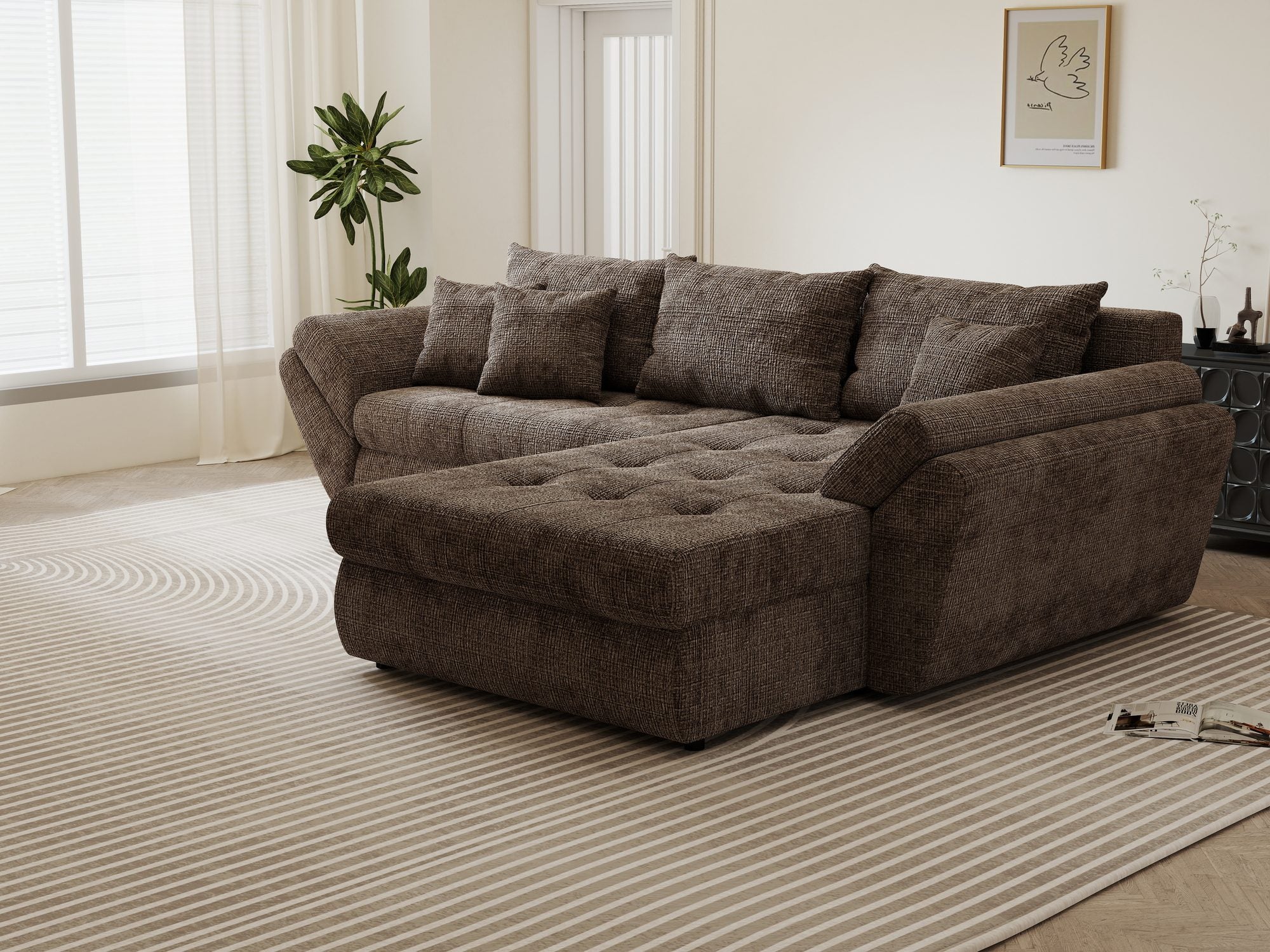 Colțar extensibil dumonde cu ladă de depozitare Loana Cremona Maro-bej II 270x185 cm