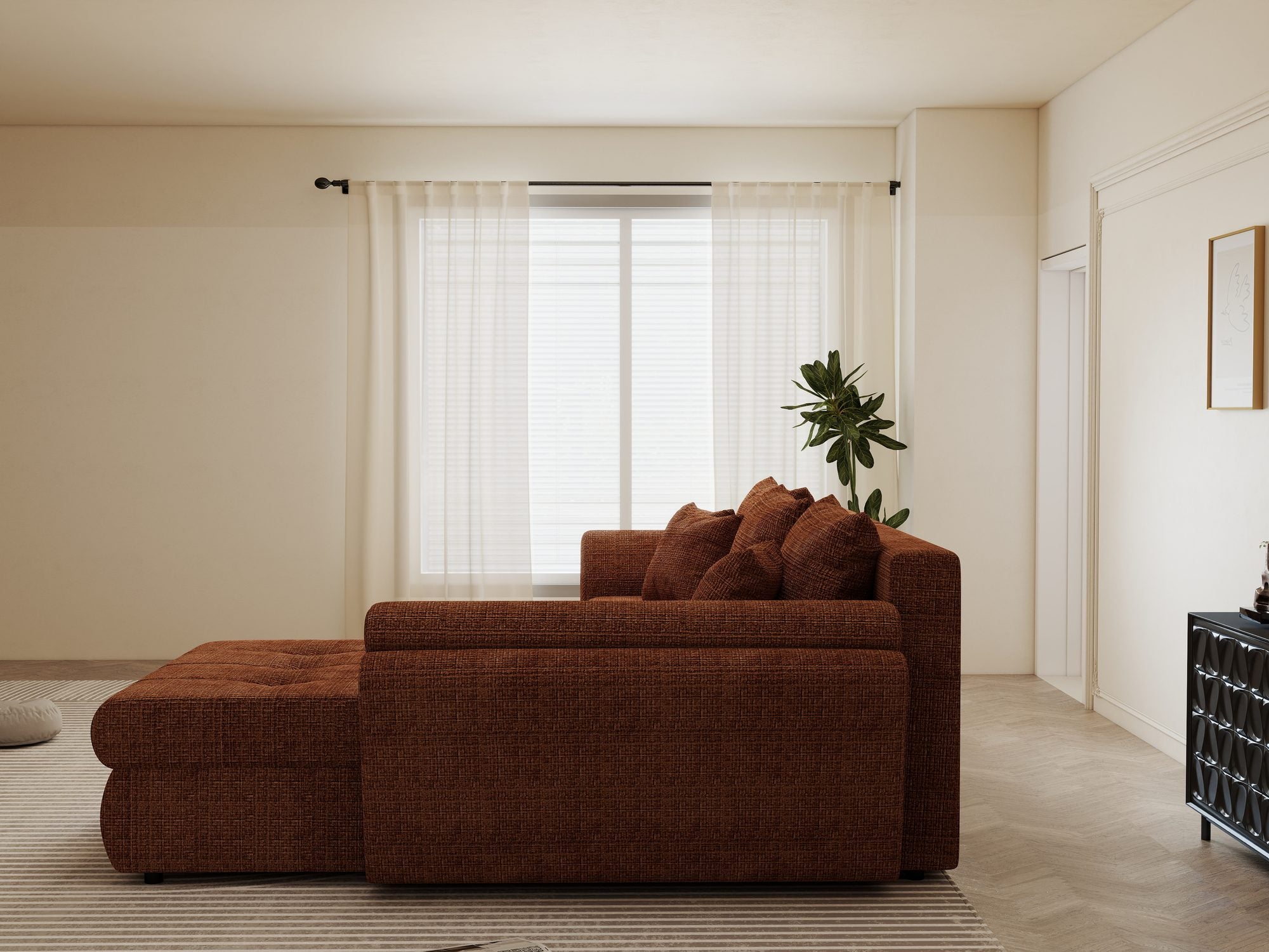 Colțar extensibil dumonde cu ladă de depozitare Loana Cremona Teracota II 270x185 cm