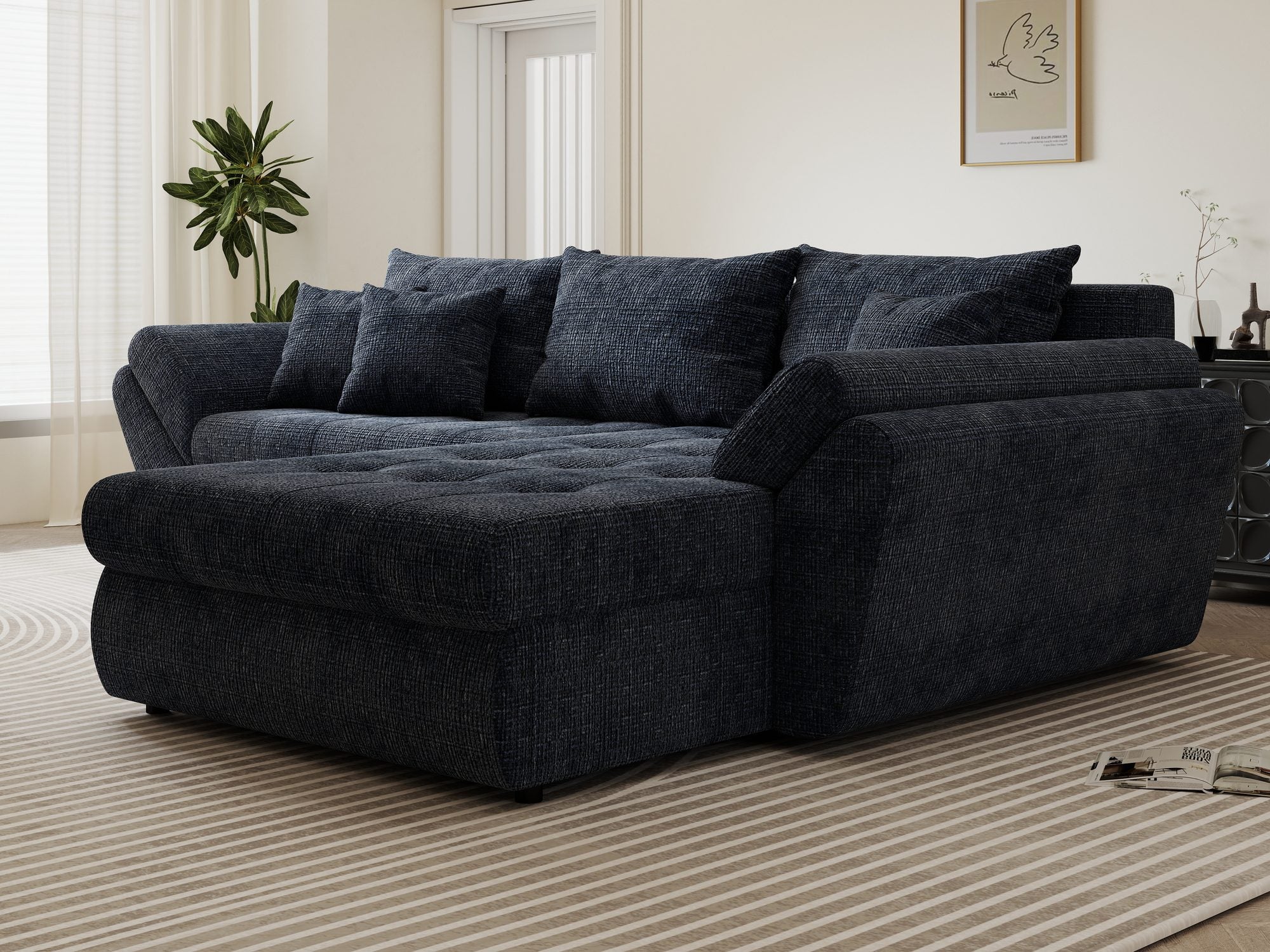 Colțar extensibil dumonde cu ladă de depozitare Loana Cremona Albastru II 270x185 cm