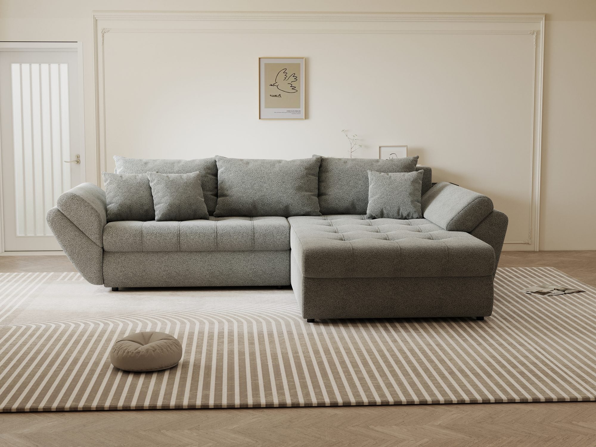 Colțar extensibil dumonde cu ladă de depozitare Loana Quelle Gri II 270x185 cm