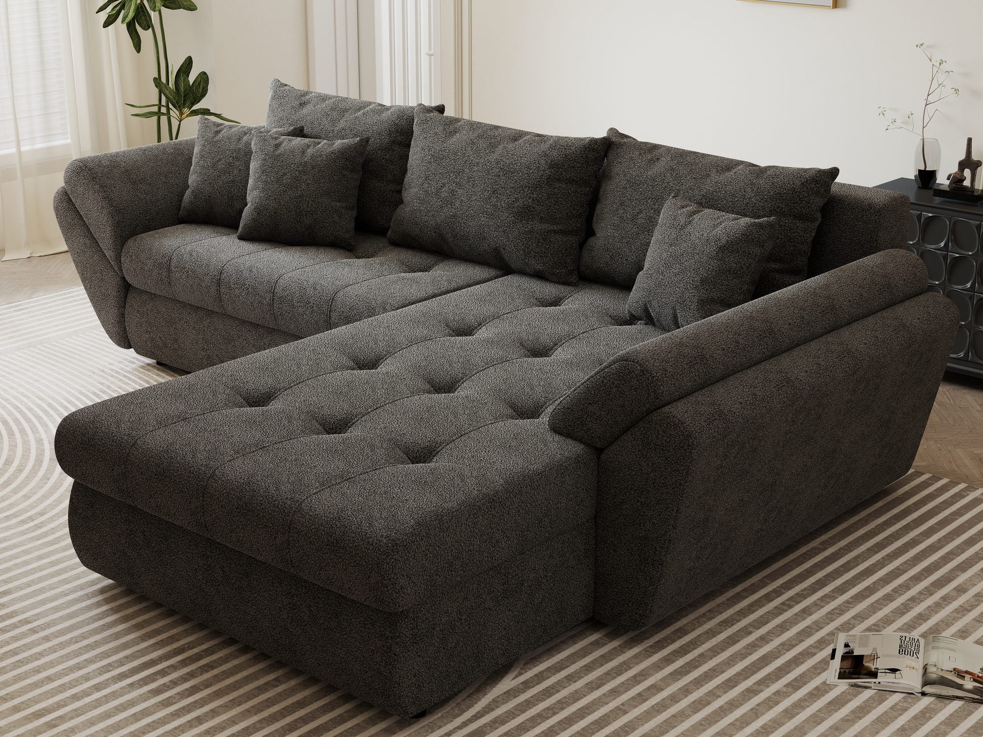 Colțar extensibil dumonde cu ladă de depozitare Loana Quelle Gri II 270x185 cm