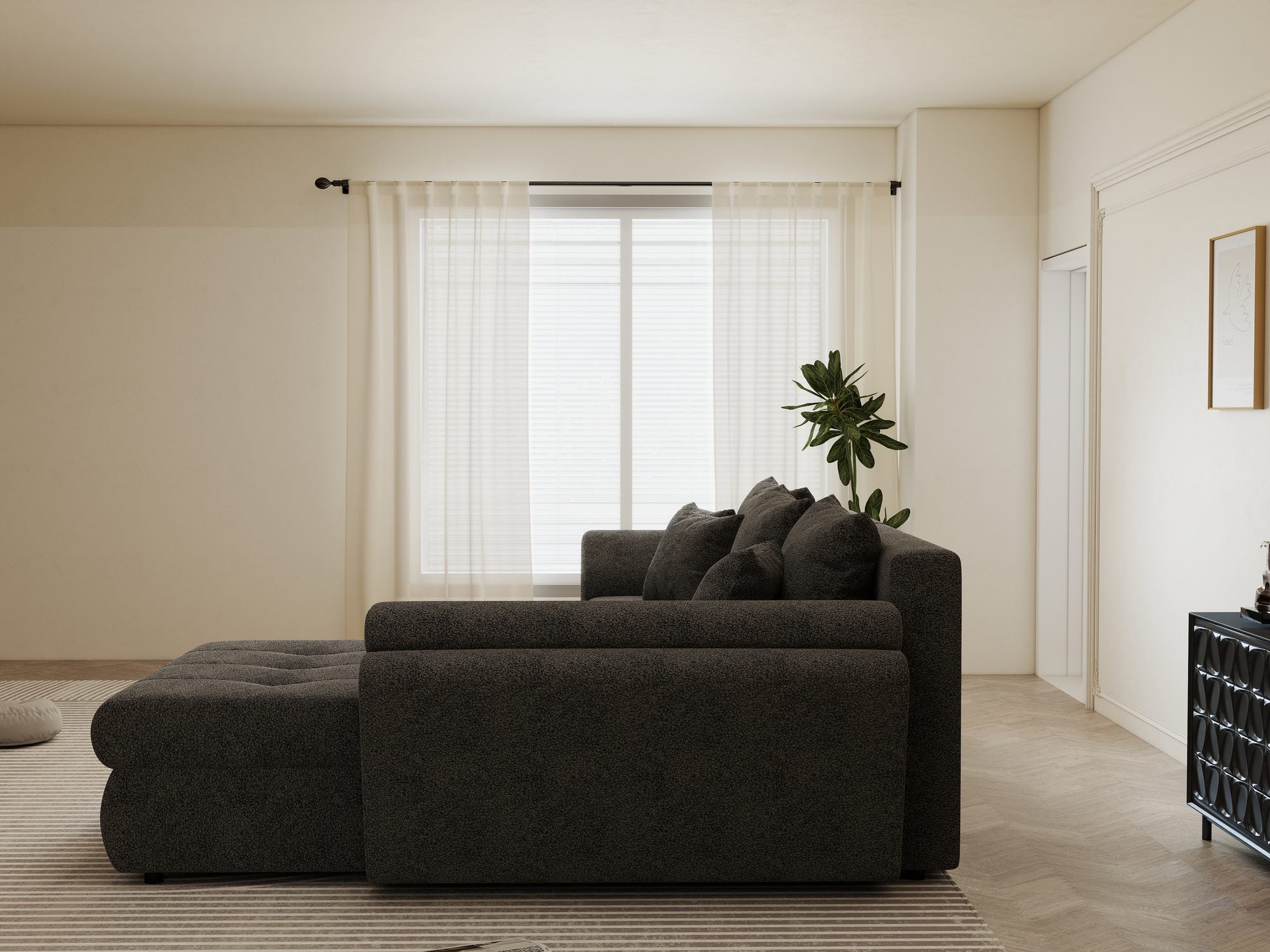 Colțar extensibil dumonde cu ladă de depozitare Loana Quelle Gri II 270x185 cm
