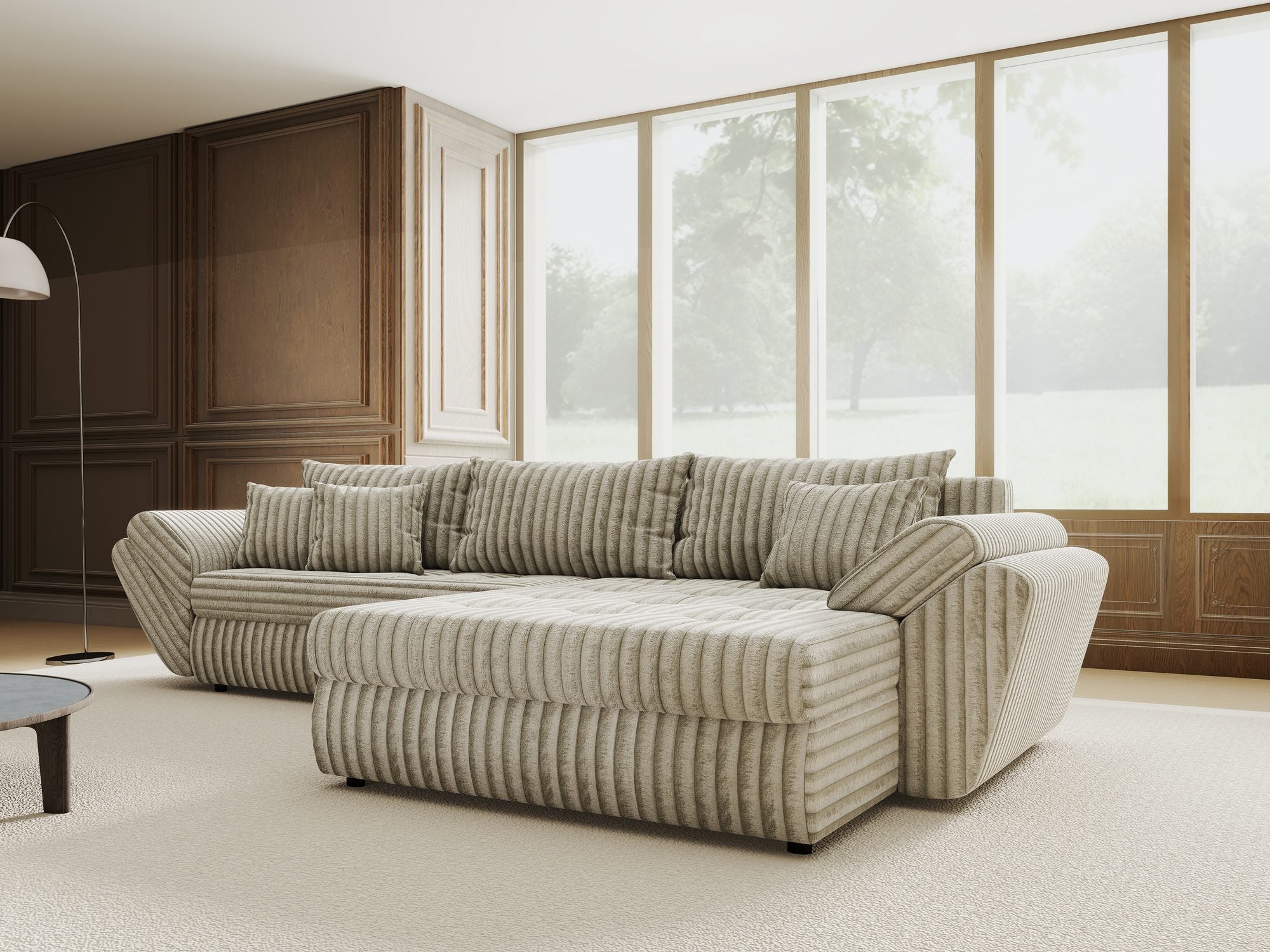 Colțar extensibil dumonde cu ladă de depozitare Loana Tilia Gri- bej II 270x185 cm