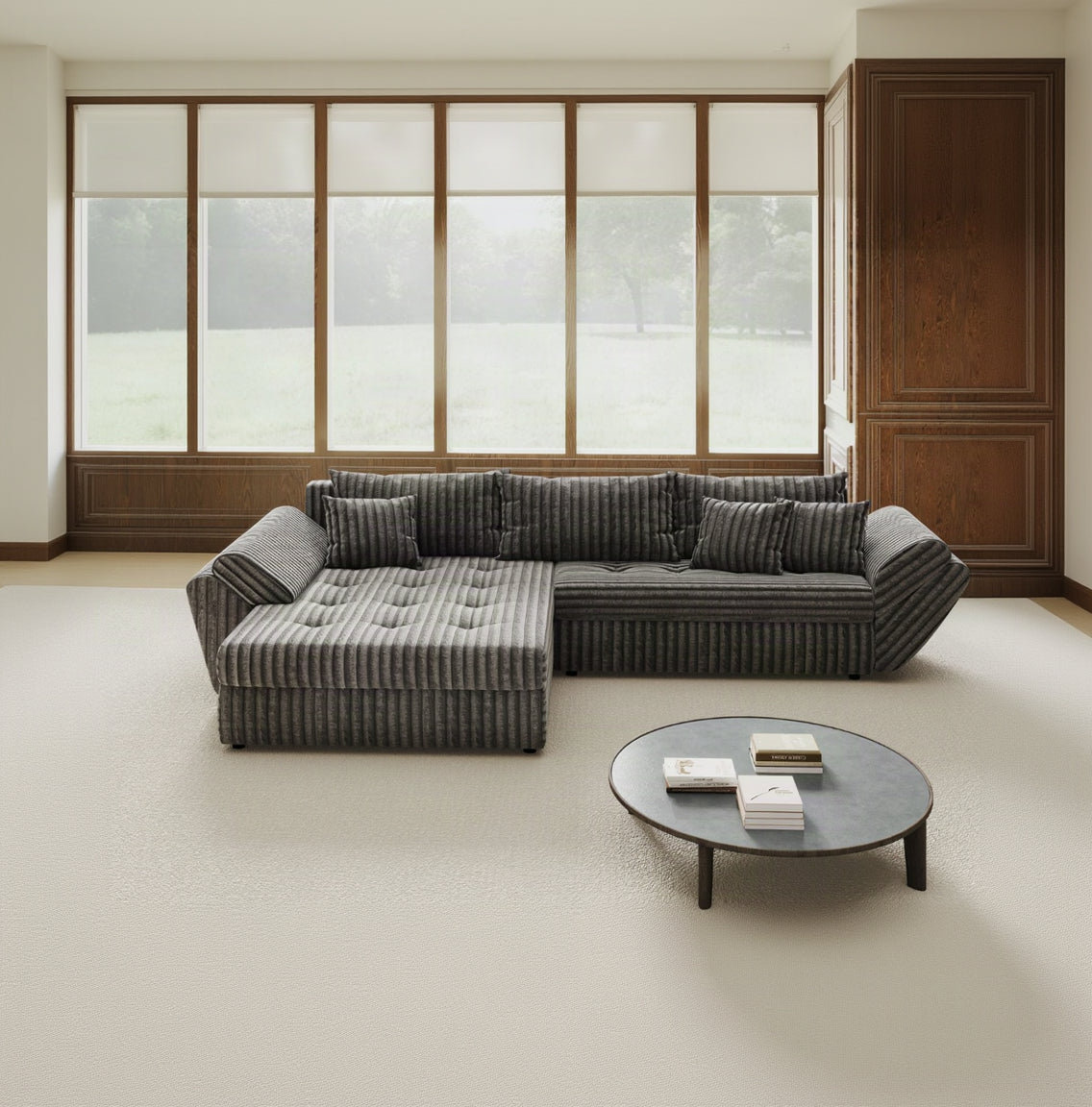 Colțar extensibil dumonde cu ladă de depozitare Loana Tilia Gri 270x185 cm