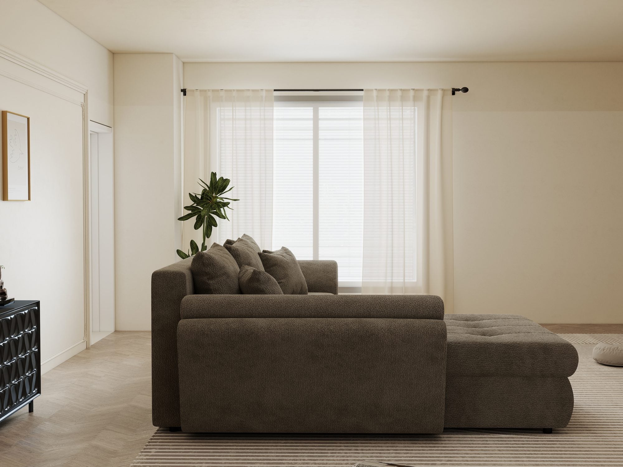 Colțar extensibil dumonde cu ladă de depozitare si sezut confortabil din spuma high-density, Loana Vibe 270x185 cm