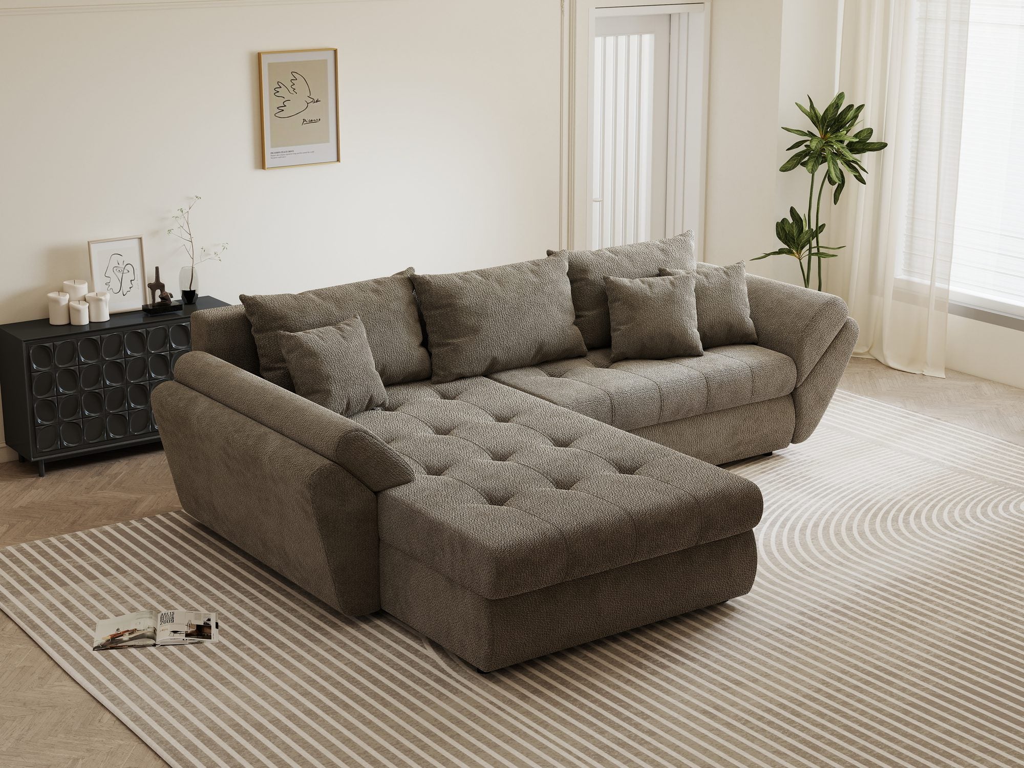 Colțar extensibil dumonde cu ladă de depozitare si sezut confortabil din spuma high-density, Loana Vibe 270x185 cm