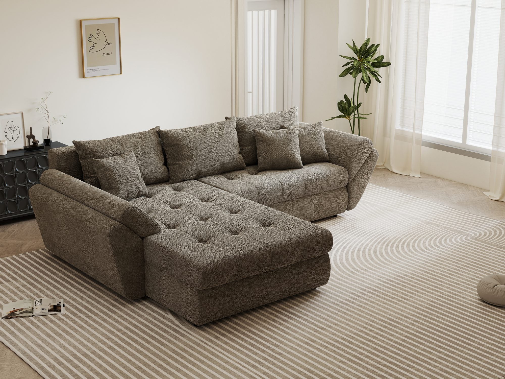 Colțar extensibil dumonde cu ladă de depozitare si sezut confortabil din spuma high-density, Loana Vibe 270x185 cm