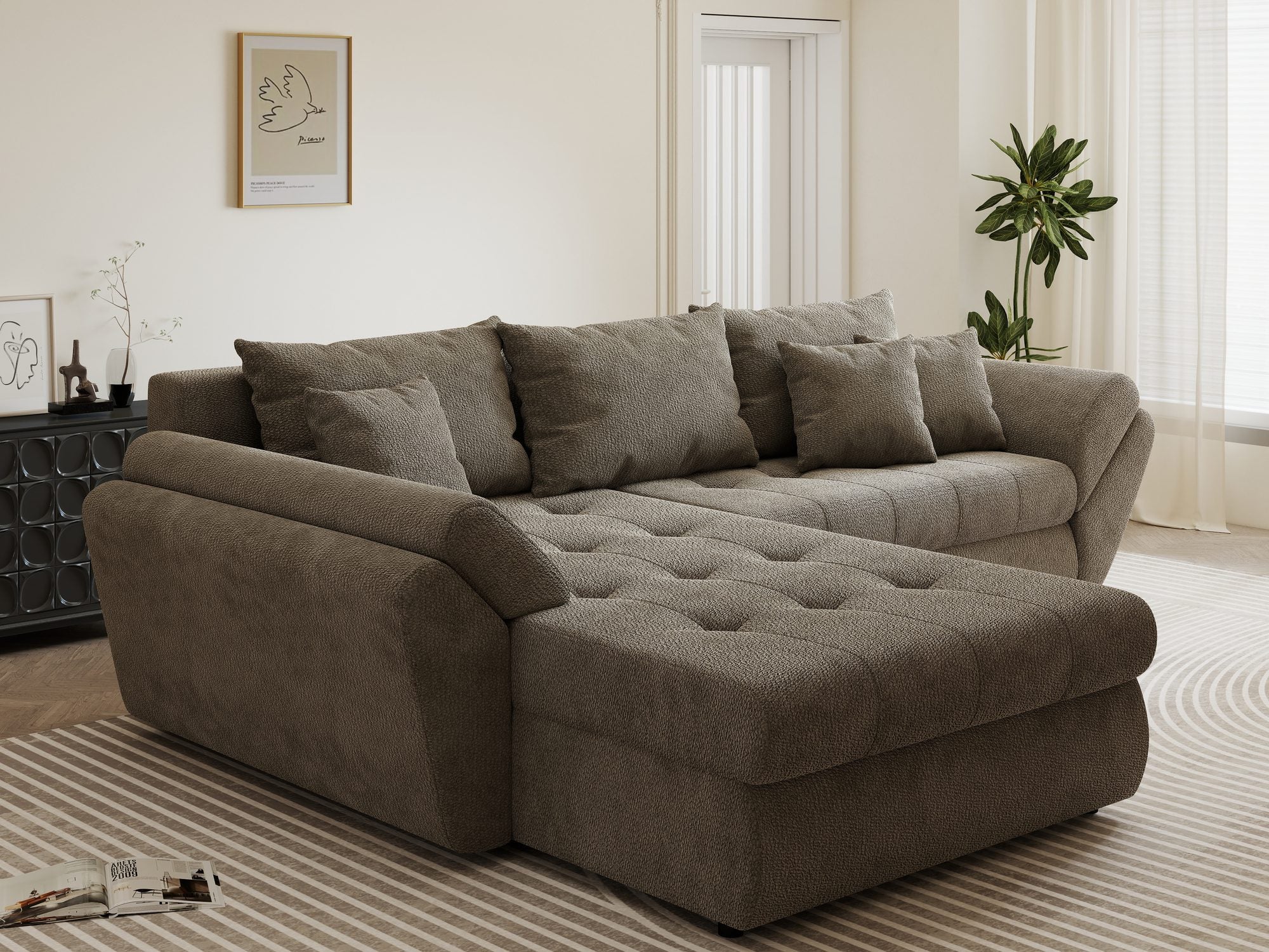 Colțar extensibil dumonde cu ladă de depozitare si sezut confortabil din spuma high-density, Loana Vibe 270x185 cm