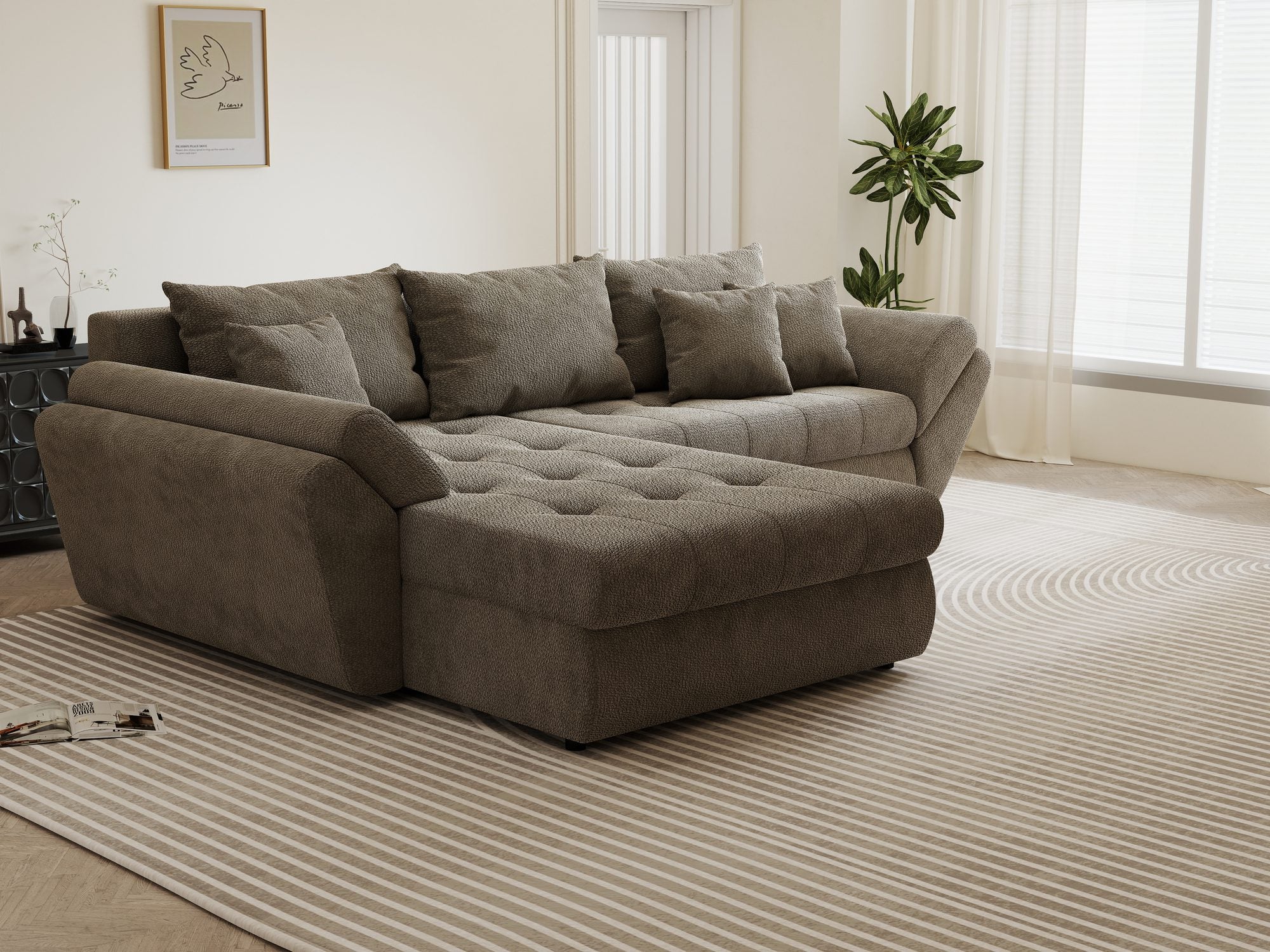 Colțar extensibil dumonde cu ladă de depozitare si sezut confortabil din spuma high-density, Loana Vibe 270x185 cm