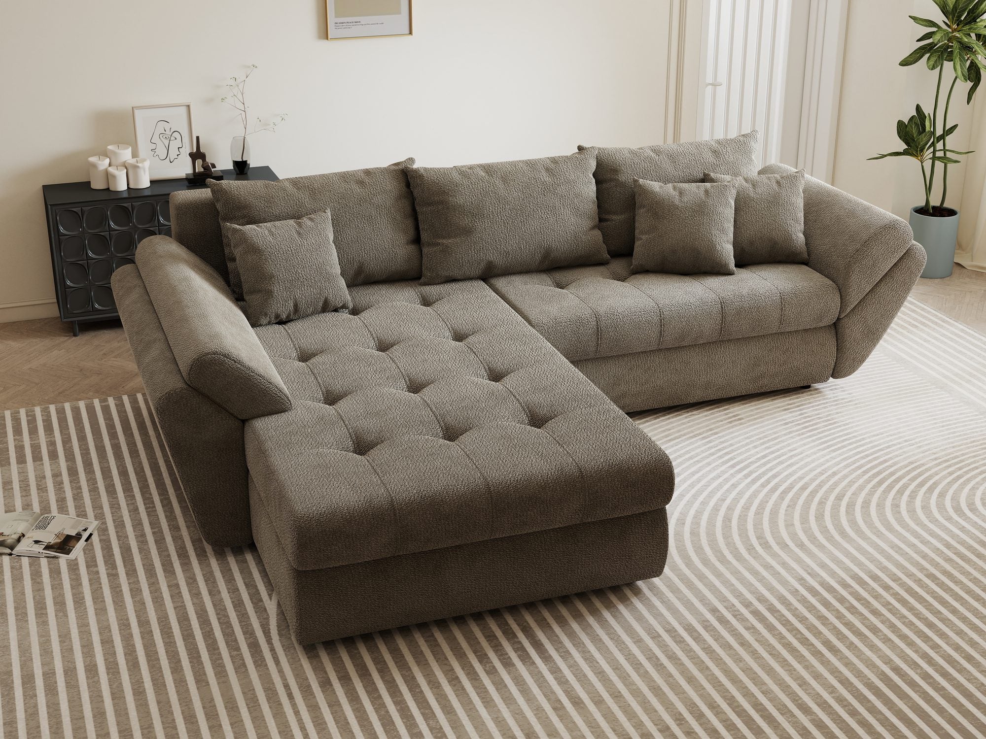 Colțar extensibil dumonde cu ladă de depozitare si sezut confortabil din spuma high-density, Loana Vibe 270x185 cm