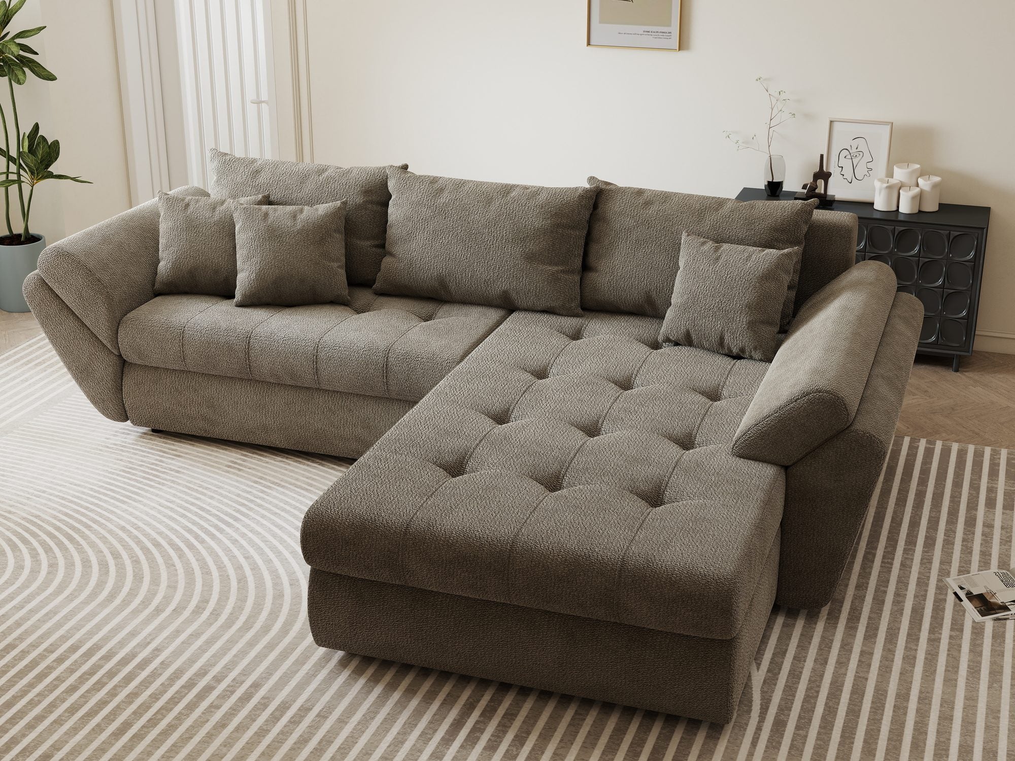 Colțar extensibil dumonde cu ladă de depozitare si sezut confortabil din spuma high-density, Loana Vibe II 270x185 cm
