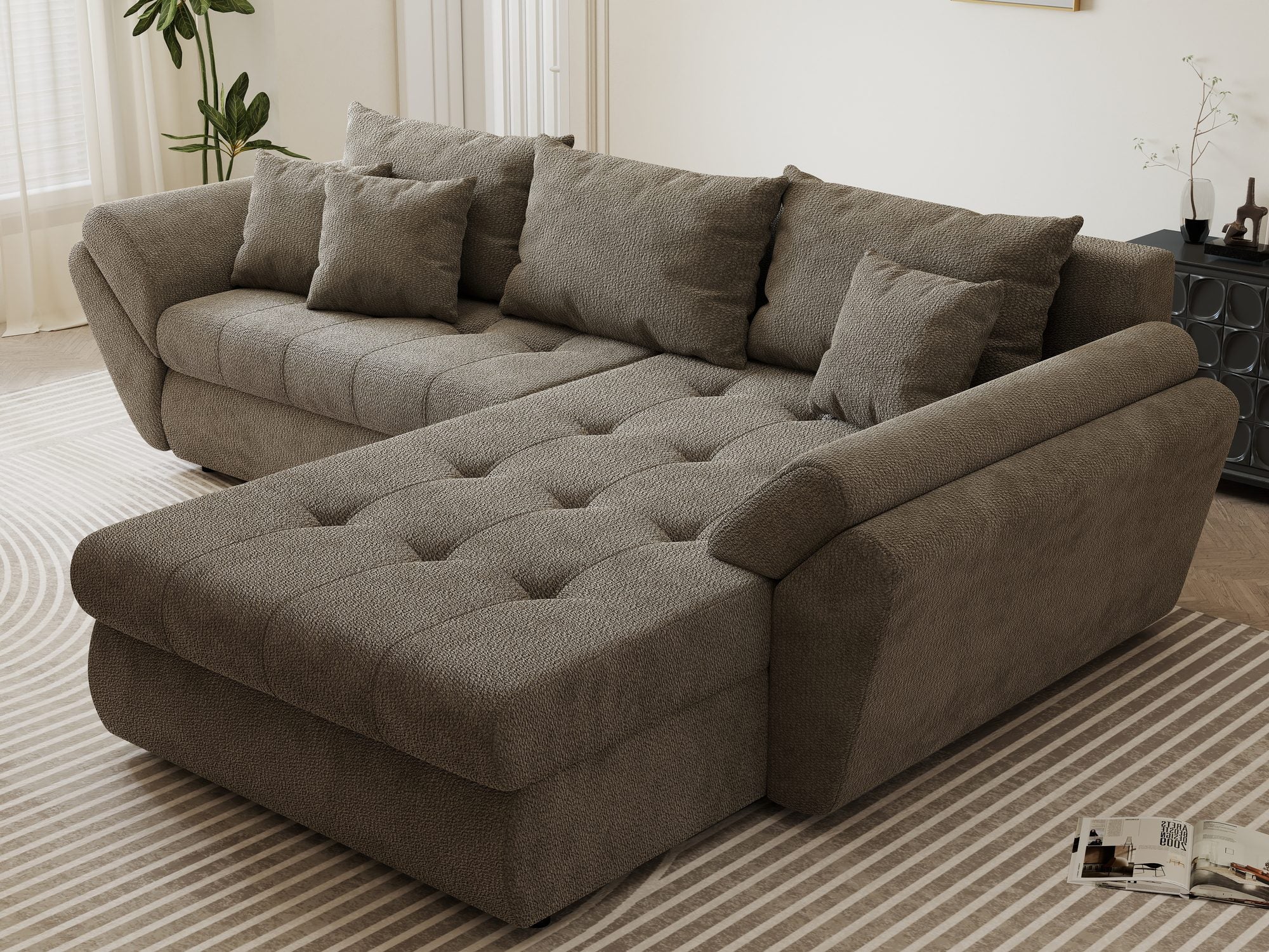 Colțar extensibil dumonde cu ladă de depozitare si sezut confortabil din spuma high-density, Loana Vibe II 270x185 cm