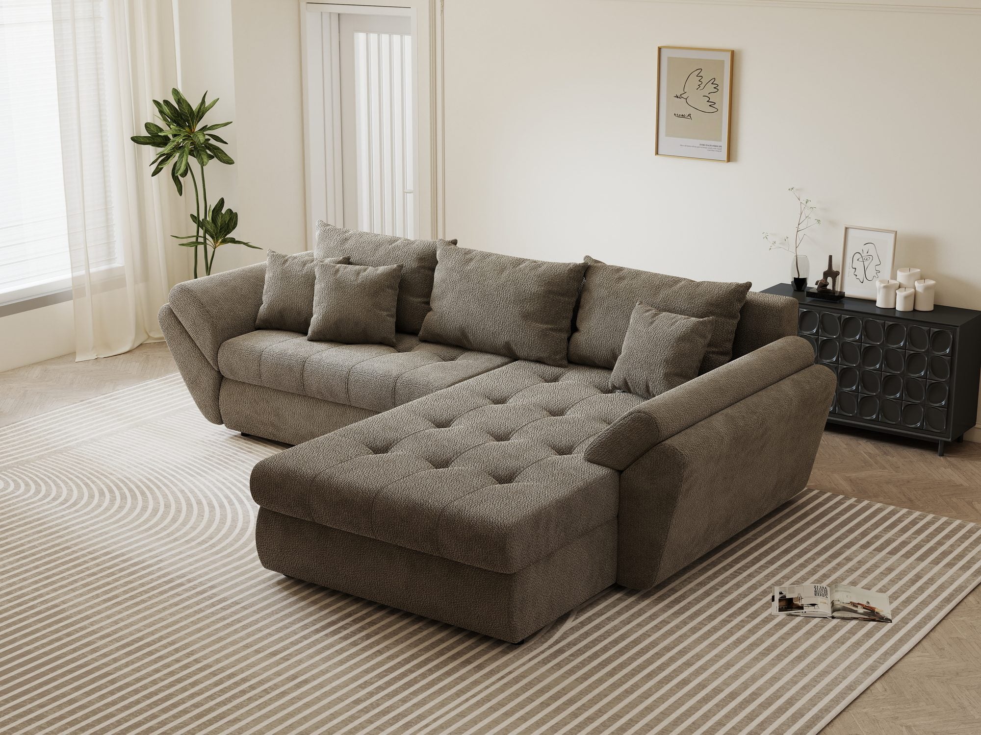 Colțar extensibil dumonde cu ladă de depozitare si sezut confortabil din spuma high-density, Loana Vibe II 270x185 cm