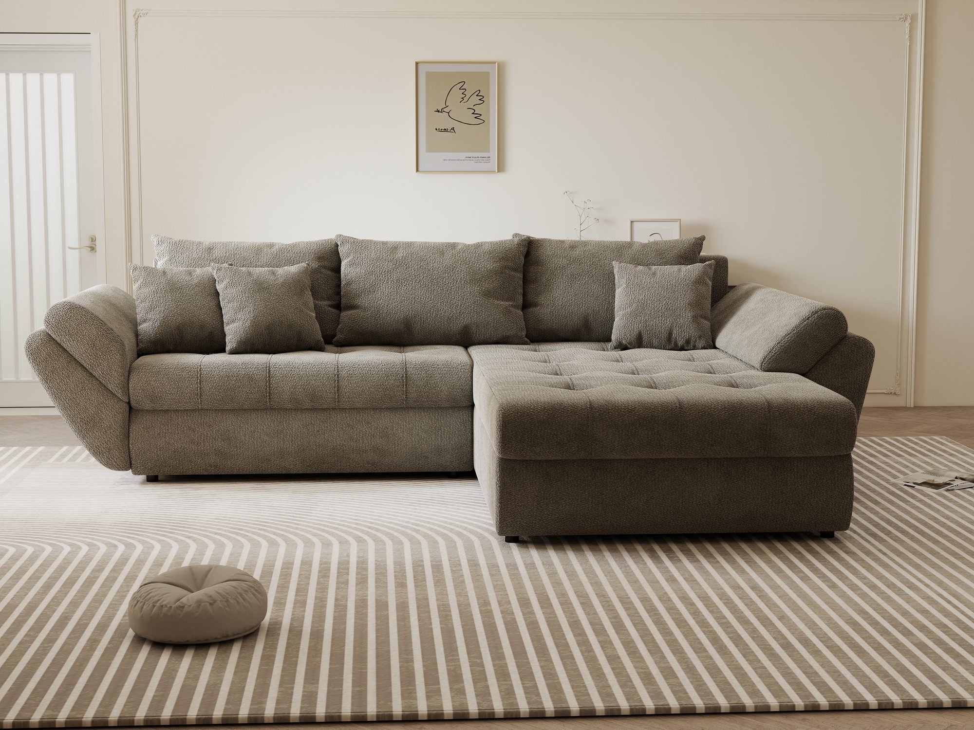 Colțar extensibil dumonde cu ladă de depozitare si sezut confortabil din spuma high-density, Loana Vibe II 270x185 cm