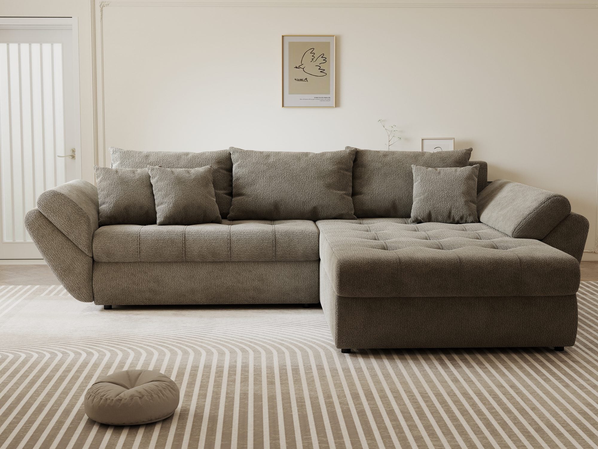 Colțar extensibil dumonde cu ladă de depozitare si sezut confortabil din spuma high-density, Loana Vibe II 270x185 cm