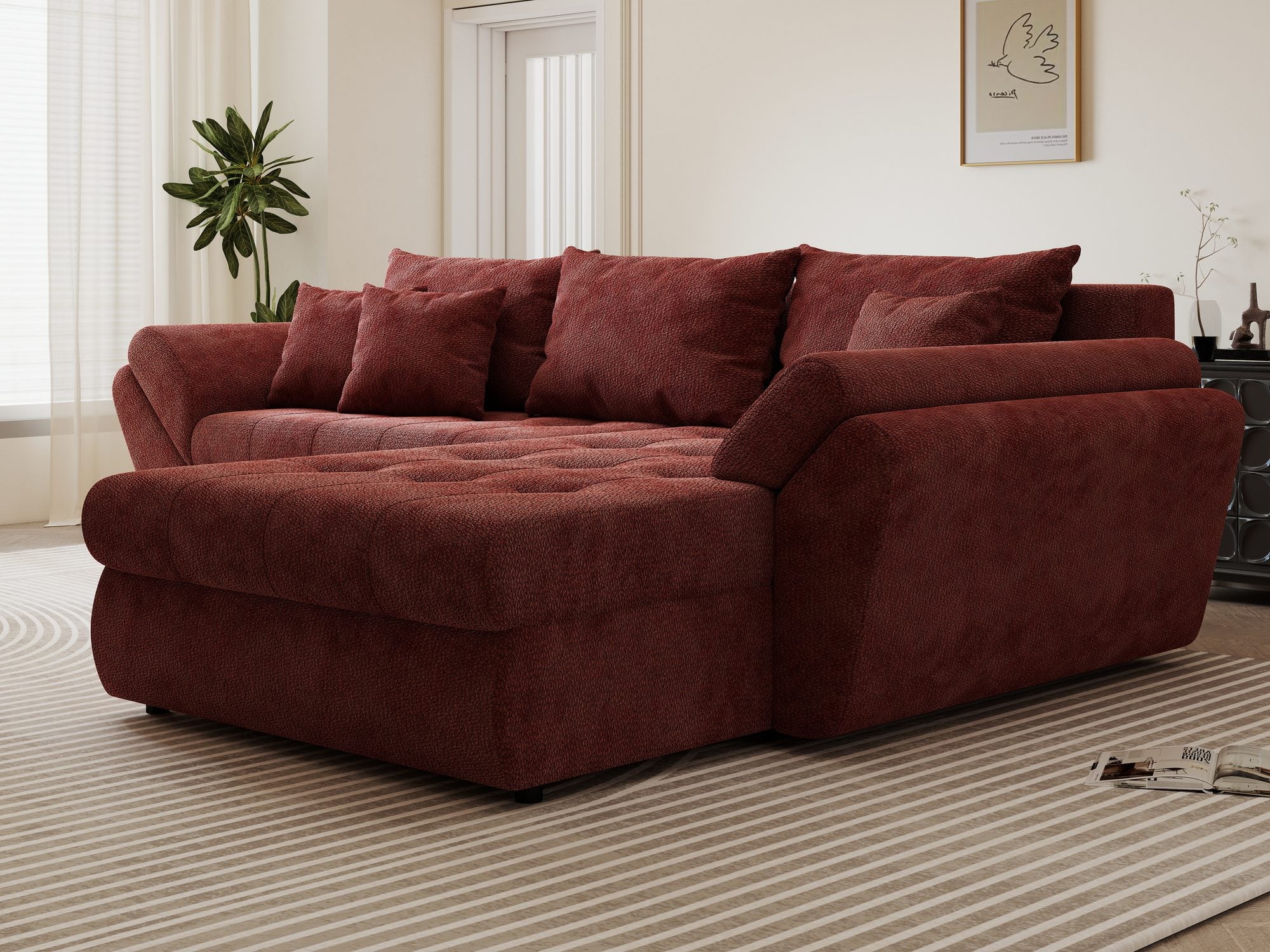 Colțar extensibil dumonde cu ladă de depozitare Loana Vibe Rosu II 270x185 cm