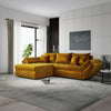 Colțar extensibil dumonde cu ladă de depozitare si sezut confortabil din spuma high-density, Loana Monolith Mustar 270x185 cm