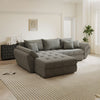 Colțar extensibil dumonde cu ladă de depozitare si sezut confortabil din spuma high-density, Loana Quelle Gri 270x185 cm