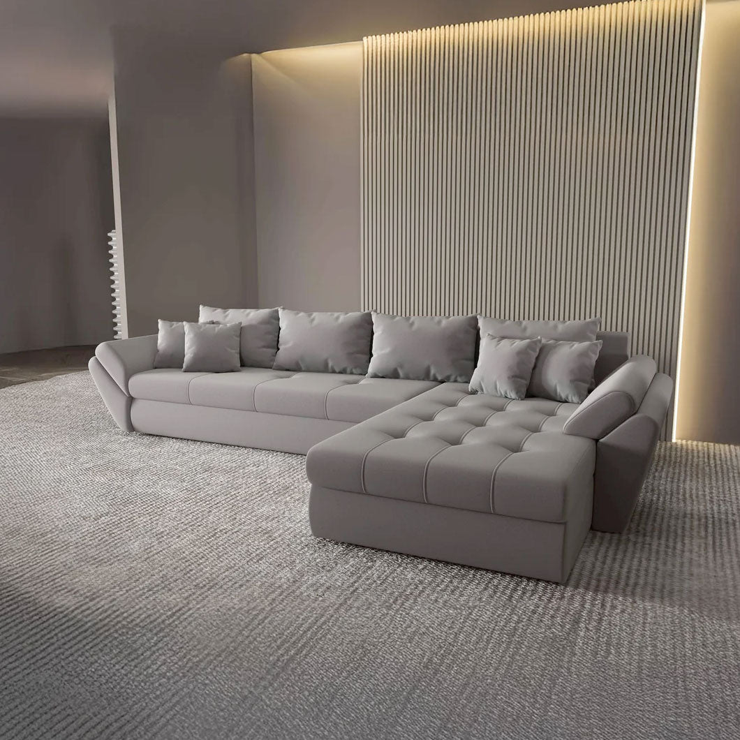 Colțar extensibil dumonde cu ladă de depozitare si sezut confortabil din spuma HR, Loana XL Royal Gri II 335x185 cm