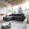 Colțar extensibil dumonde cu ladă de depozitare si sezut confortabil din spuma HR, Loana Enjoy Grafit 270x185 cm Fabrica