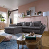 Colțar extensibil dumonde cu ladă de depozitare si sezut confortabil din spuma HR, Loana Grey Mat 270x185 cm Fabrica