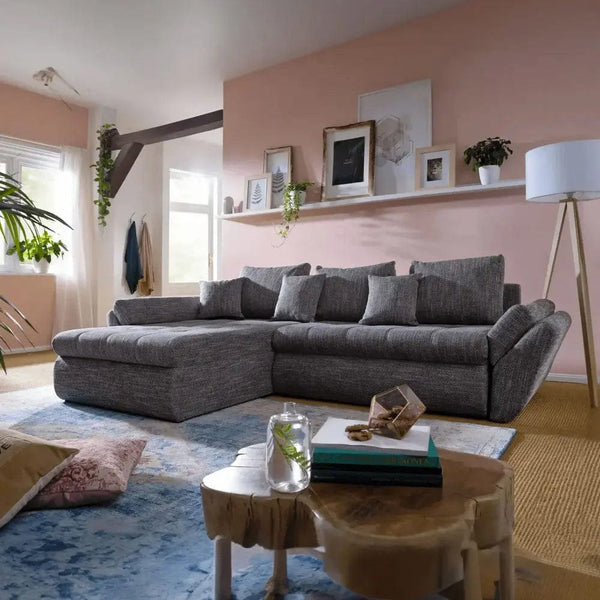 Colțar extensibil dumonde cu ladă de depozitare Loana Magma Grey 270x185 cm