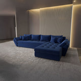 Colțar extensibil dumonde cu ladă de depozitare si sezut confortabil din spuma HR, Loana XL Royal Albastru II 335x185 cm Fabrica