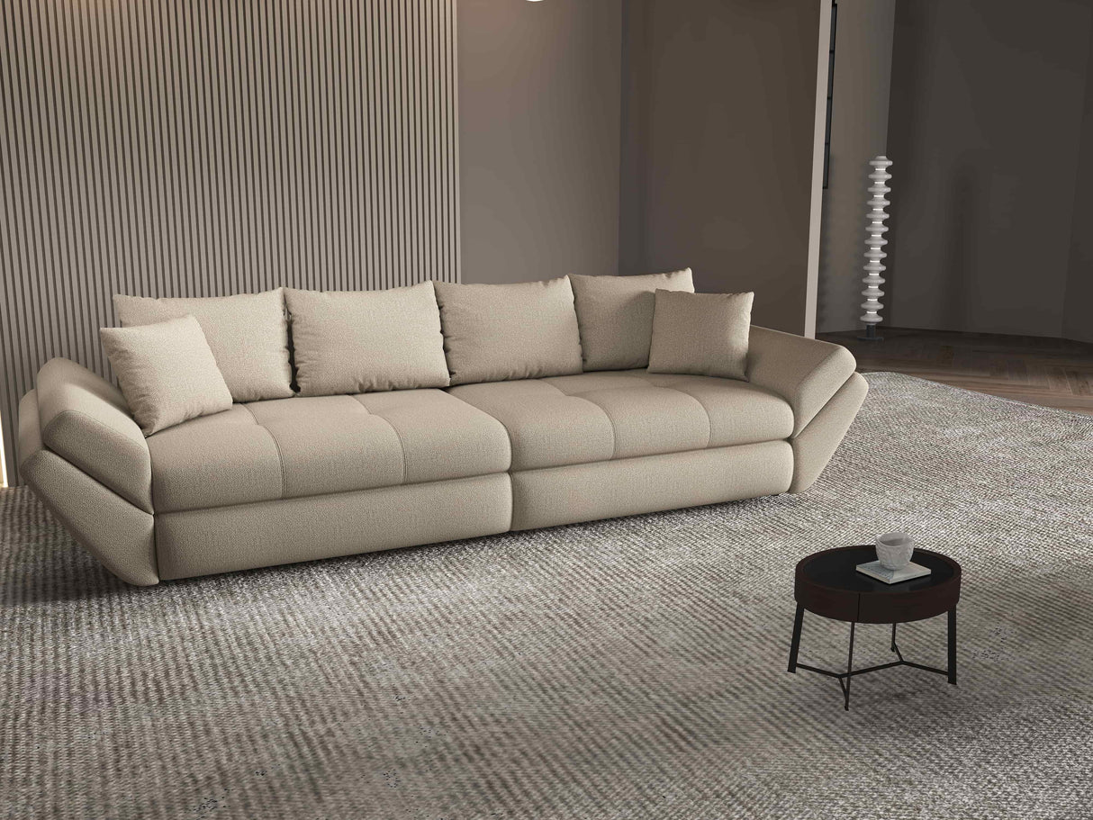 Canapea extensibilă dumonde cu ladă de depozitare si sezut confortabil din spuma HR, Loana Enjoy Bej 2 300x100 cm Fabrica