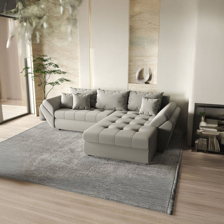Colțar extensibil dumonde cu ladă de depozitare si sezut confortabil din spuma HR, Loana Royal Grey II 270x185 cm Fabrica