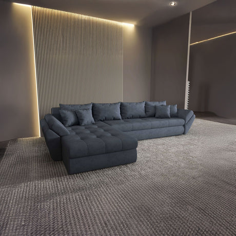 Colțar extensibil dumonde cu ladă de depozitare si sezut confortabil din spuma HR, Loana XL Enjoy Gri Antracit 335x185 cm Fabrica