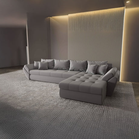 Colțar extensibil dumonde cu ladă de depozitare si sezut confortabil din spuma HR, Loana XL Royal Gri II 335x185 cm Fabrica