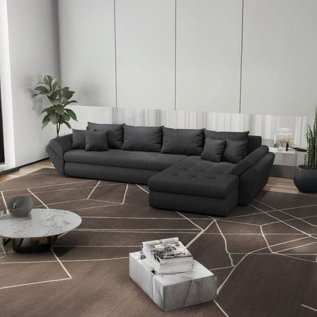 Colțar extensibil dumonde cu ladă de depozitare si sezut confortabil din spuma HR, Loana XL Enjoy Gri Grafit II 335x185 cm Fabrica