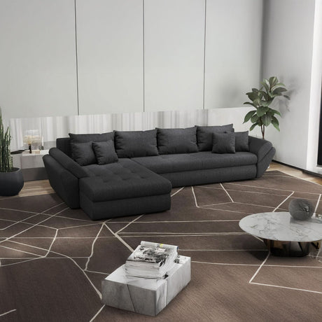 Colțar extensibil dumonde cu ladă de depozitare si sezut confortabil din spuma HR, Loana XL Enjoy Gri Grafit 335x185 cm Fabrica