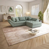 Colțar extensibil dumonde cu ladă de depozitare si sezut confortabil din spuma HR, Loana Mint II 270x185 cm Fabrica