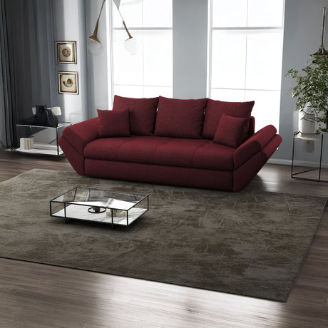 Canapea extensibilă dumonde cu ladă de depozitare si sezut confortabil din spuma HR, Loana Red 250x100 cm Fabrica