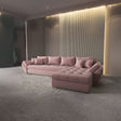 Colțar extensibil dumonde cu ladă de depozitare si sezut confortabil din spuma HR, Loana XL Royal Roz II 335x185 cm Fabrica