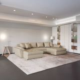 Colțar extensibil dumonde cu ladă de depozitare si sezut confortabil din spuma HR, Loana Bej U 355x185 cm Fabrica