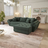Colțar extensibil dumonde cu ladă de depozitare si sezut confortabil din spuma HR, Loana Verde Ambience II 270x185 cm Fabrica