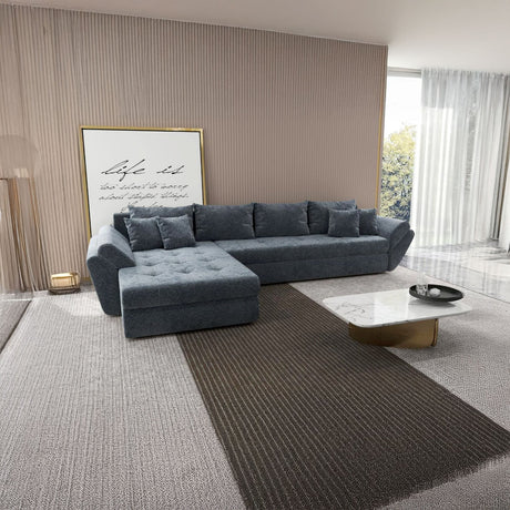 Colțar extensibil dumonde cu ladă de depozitare si sezut confortabil din spuma HR, Loana XL Euphoria Gri Grafit 335x185 cm Fabrica