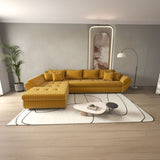 Colțar extensibil dumonde cu ladă de depozitare si sezut confortabil din spuma HR, Loana XL Zoom Mustar 335x185 cm Fabrica