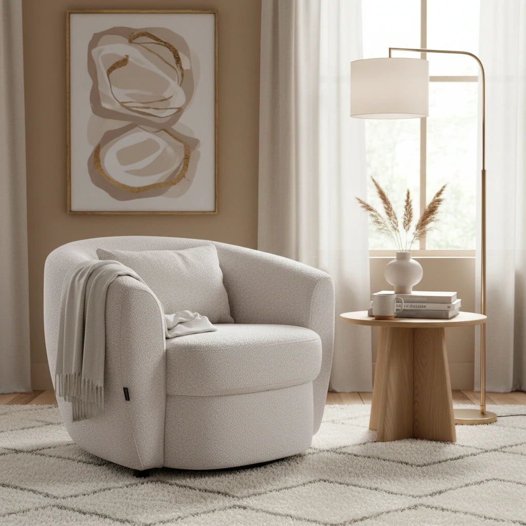 Fotoliu dumonde tapitat Bej modern Lorenzo 88x93cm